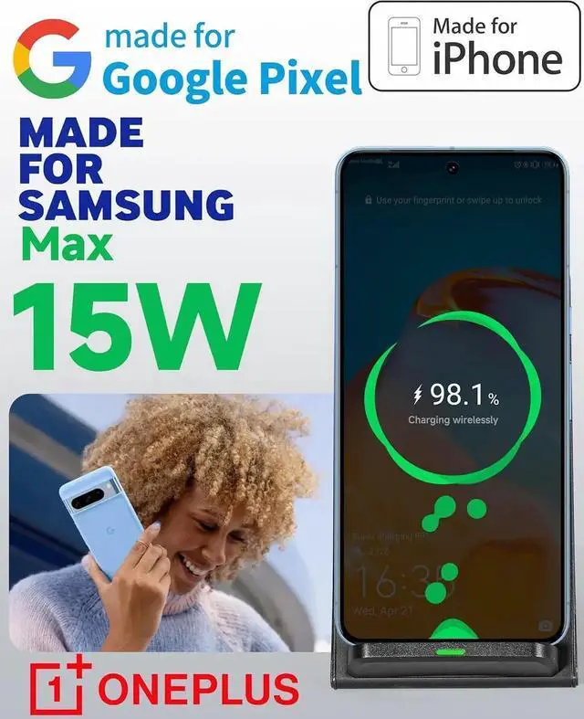 Alt view image 2 of 6 - Wireless Phone Charger for Google Pixel 3 4 XL 5 6 7 8 9 Pro Android & iPhone 16-15W Fast Qi Wireless Charging Station for Galaxy S25 S24 S23 S22 Z Flip Fold OnePlus (Black)