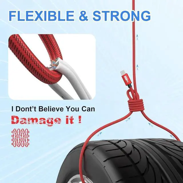 Alt view image 4 of 7 - JAENFONG USB C to USB C Cable 4-Pack 10ft C to C Cable Fast Charging C Cable 60W(5A) Nylon Braided Type C Cables for Phone 16/15 Series S24/23