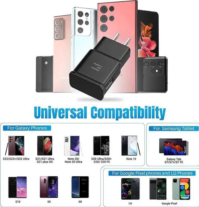 Alt view image 6 of 7 - JAENFONG Type C Fast Charger for Android Charger Phone USB-C Charger Block Cable Cord 6.6ft for Galaxy S24/S23/S23+/S22/S21/S20/S10e/S9/S8/Note20/Note10/Note9/Z Fold 3/4/5 2-Pack