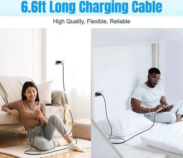 Alt view image 4 of 7 - JAENFONG Type C Fast Charger for Android Charger Phone USB-C Charger Block Cable Cord 6.6ft for Galaxy S24/S23/S23+/S22/S21/S20/S10e/S9/S8/Note20/Note10/Note9/Z Fold 3/4/5 2-Pack
