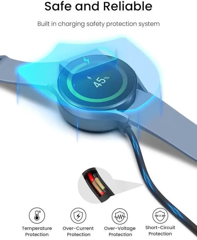 Alt view image 6 of 7 - Charger for Galaxy Watch 7/6/6 Classic/5/5 Pro/4/4 Classic/3/Active 2/Active 1/Ultra/Fe Galaxy Watch Charger 3.3Ft USB Magnetic Wireless Charging Cable Cord