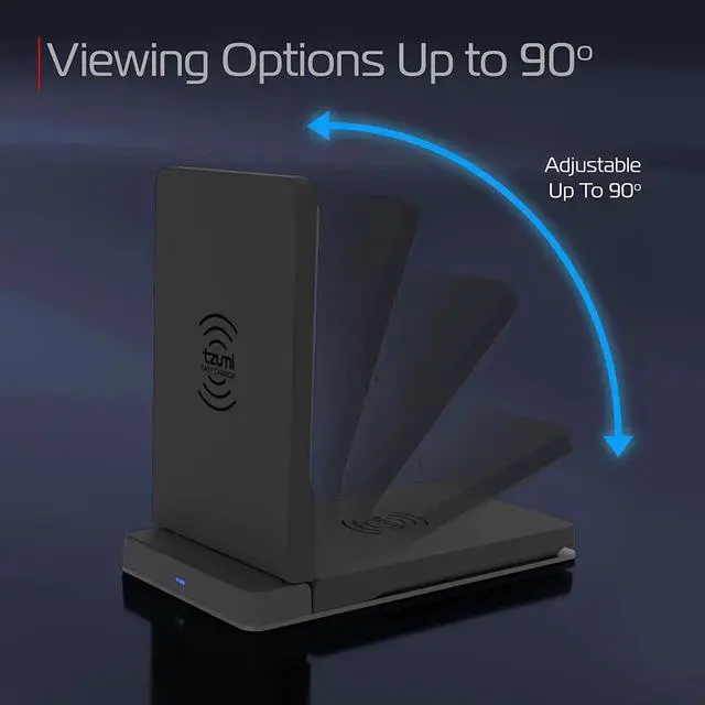 Alt view image 4 of 6 - tzumi Multi-Angle Folding Desktop Wireless Charging Pad Qi Fast Wireless Charger for iPhone X iPhone 8 and 8+ and Android Qi Devices with Dual Coils. Charges w/USB Cable AC Adapter Not Included.