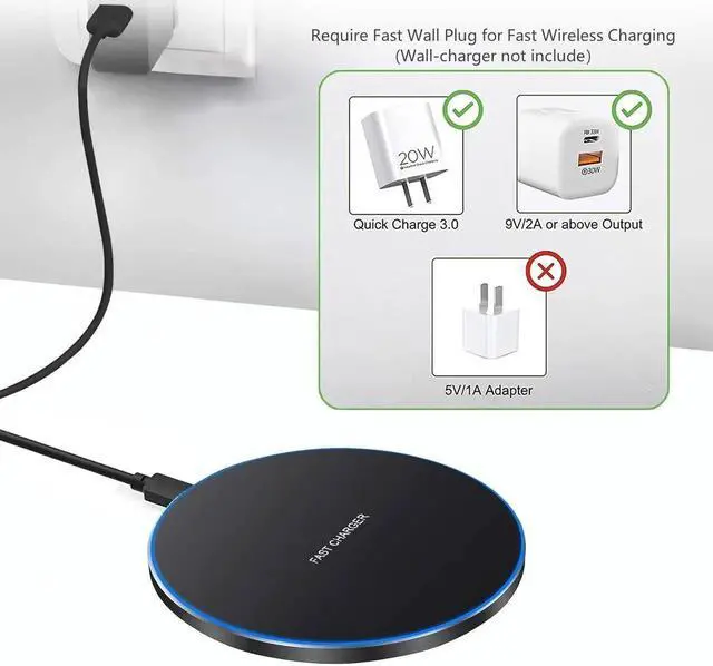Alt view image 3 of 7 - 20W Fast Wireless Charger Pad Wireless Phone Charging Station Compatible with iPhone 16 Pro/16/15/14/13/12/11/SE/X/AirPods 15W Fast Charge for Galaxy S24/S23/S22/S21/Note/Buds Pixel LG