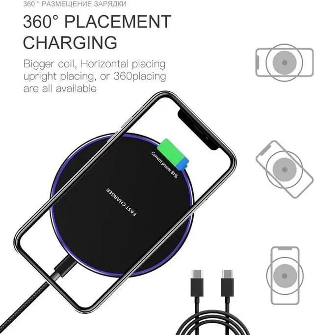 Alt view image 7 of 7 - 20W Fast Wireless Charger Pad Wireless Phone Charging Station Compatible with iPhone 16 Pro/16/15/14/13/12/11/SE/X/AirPods 15W Fast Charge for Galaxy S24/S23/S22/S21/Note/Buds Pixel LG