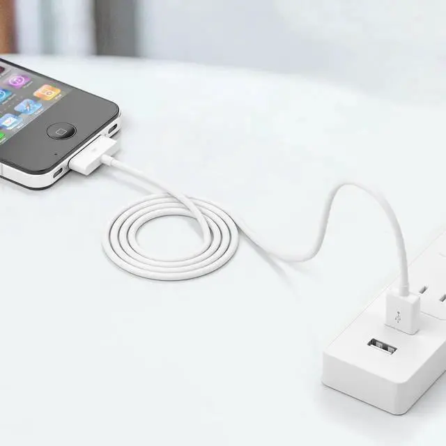 Alt view image 6 of 7 - Certified 30 Pin USB Charging Cable 4.0ft USB Sync Charging Cord iPhone Compatible for 4 4s 3G 3GS iPad 1 2 3 iPod Touch Nano White (1 PCS)