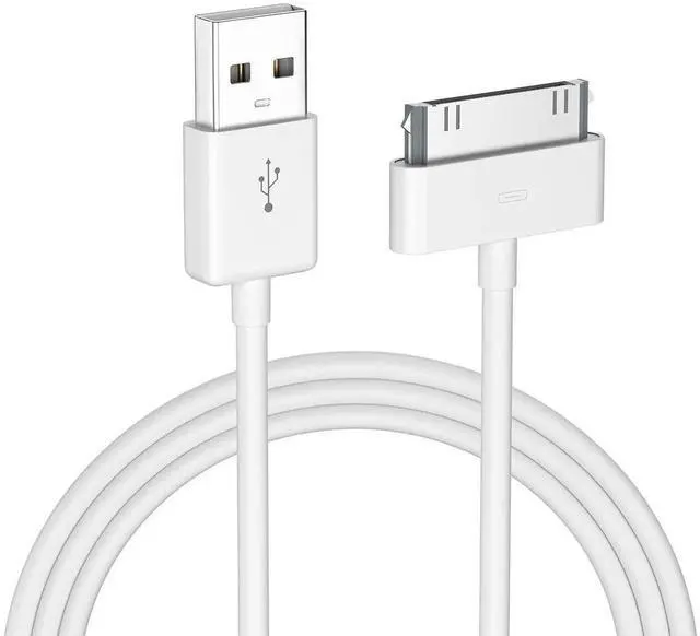 Main image of Certified 30 Pin USB Charging Cable 4.0ft USB Sync Charging Cord iPhone Compatible for 4 4s 3G 3GS iPad 1 2 3 iPod Touch Nano White (1 PCS)