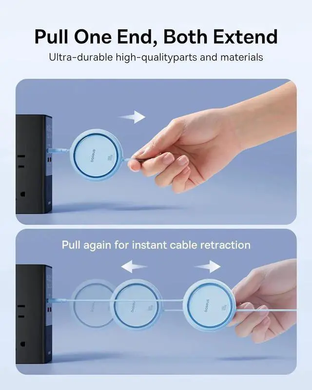 Alt view image 3 of 6 - USB C to USB C Cable 100W Retractable USB C 5A Fast Charging Cable 4-Stage Length Preset USB Type C Charger Cord for iPhone 16 15 Pro Plus Pro Max MacBook iPad S24/S23+ (3.3ft)