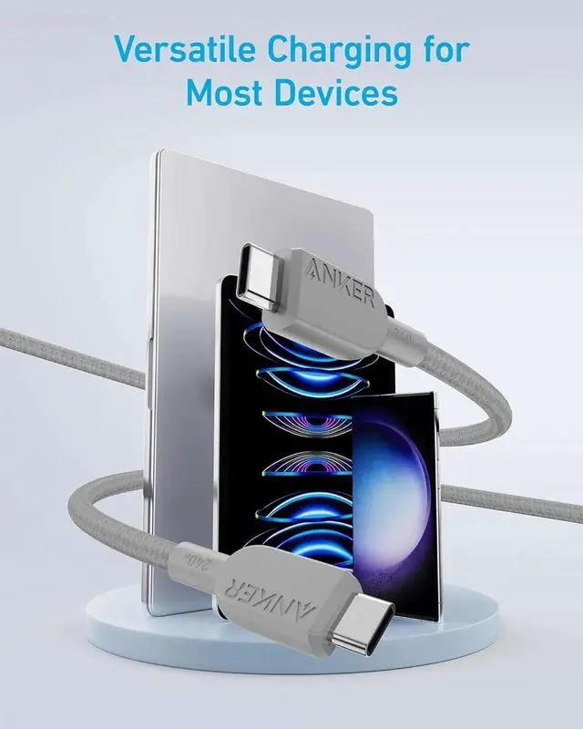 Alt view image 2 of 6 - USB C to USB C Cable (2Pack 6FT) 240W Type-C Fast Charging Cord for iPhone 16/15 Series MacBook Pro 2020 iPad Air 4 and More (Grey)