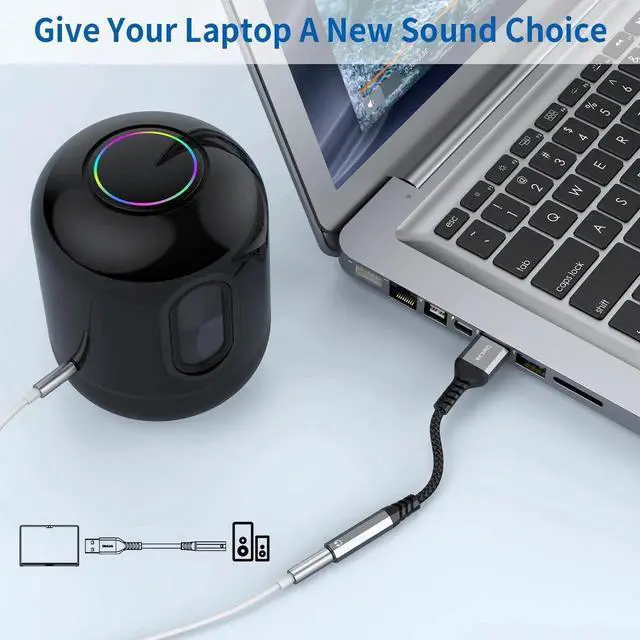 Alt view image 5 of 6 - JAENFONG USB to 3.5mm Jack Audio Adapter (2-Pack) USB to Audio Jack Adapter Headset USB-A to 3.5mm TRRS 4-Pole Mic Female External Stereo Sound Card for Headphone Mac PS4 PS5 PC Laptop Desktops