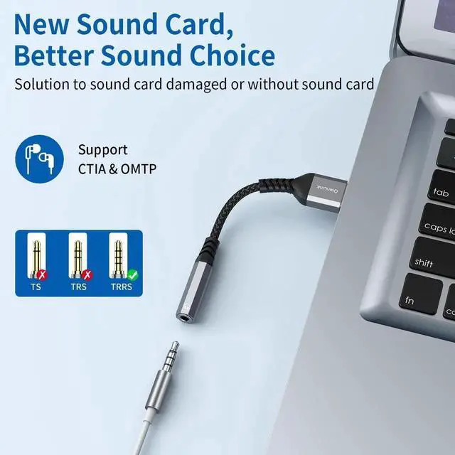 Alt view image 2 of 6 - JAENFONG USB to 3.5mm Jack Audio Adapter (2-Pack) USB to Audio Jack Adapter Headset USB-A to 3.5mm TRRS 4-Pole Mic Female External Stereo Sound Card for Headphone Mac PS4 PS5 PC Laptop Desktops