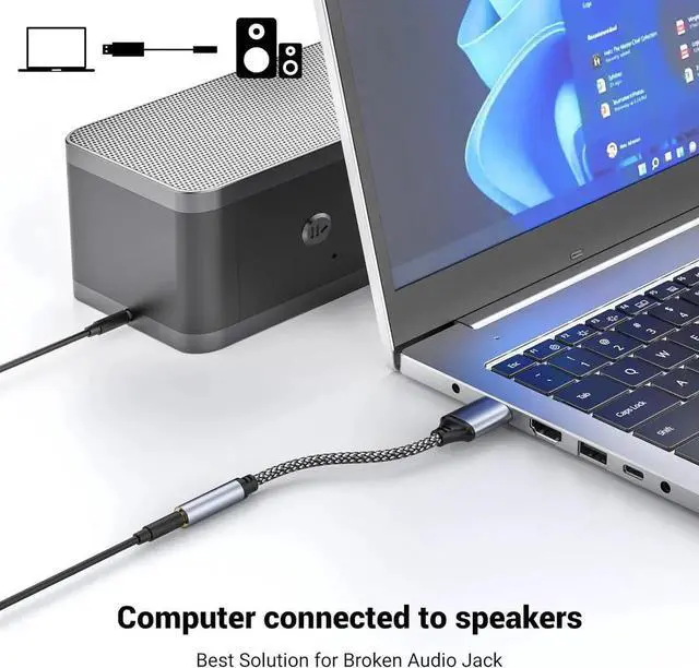 Alt view image 3 of 6 - JAENFONG USB to 3.5mm Jack Audio Adapter USB to Audio Aux Cable External Stereo Sound Card USB to 3.5mm TRRS Female Headset for PS4/PS5/Headphone/Mac/Linux/Laptop/Desktops/Docking Station