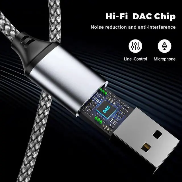 Alt view image 2 of 6 - JAENFONG USB to 3.5mm Jack Audio Adapter USB to Audio Aux Cable External Stereo Sound Card USB to 3.5mm TRRS Female Headset for PS4/PS5/Headphone/Mac/Linux/Laptop/Desktops/Docking Station