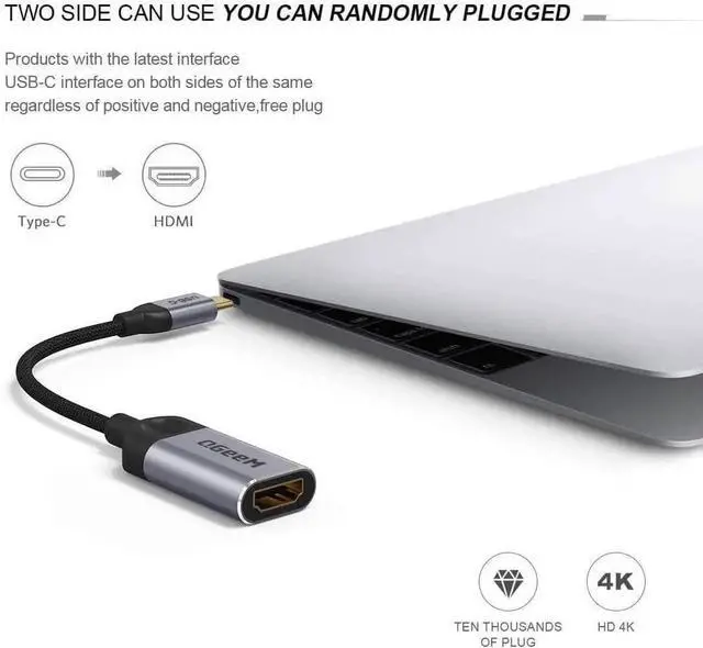 Alt view image 5 of 7 - JAENFONGUSB C to HDMI Adapter 4K Cable USB Type-C to HDMI Adapter [Thunderbolt 3/4 Compatible] for Laptop MacBook Pro/Air iPhone15 16 Pro/max GalaxyS8-S23 XPS Pixelbook Thinkpad Surface Ipad Pro etc.