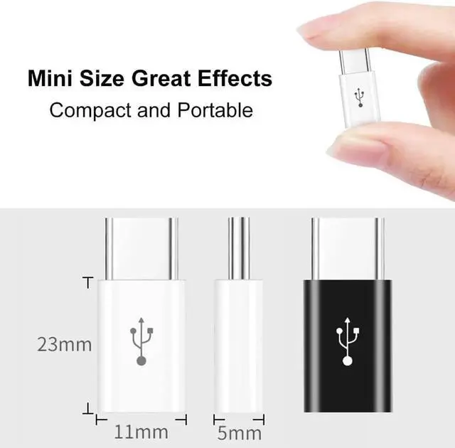 Alt view image 4 of 7 - JAENFONG Adapter Micro USB to USB C (4 Pack) Micro-USB Female to USB-C Male OTG Adapter Compatible with Galaxy LG Type-C Phones Tablets and More (2 Black and 2 White)