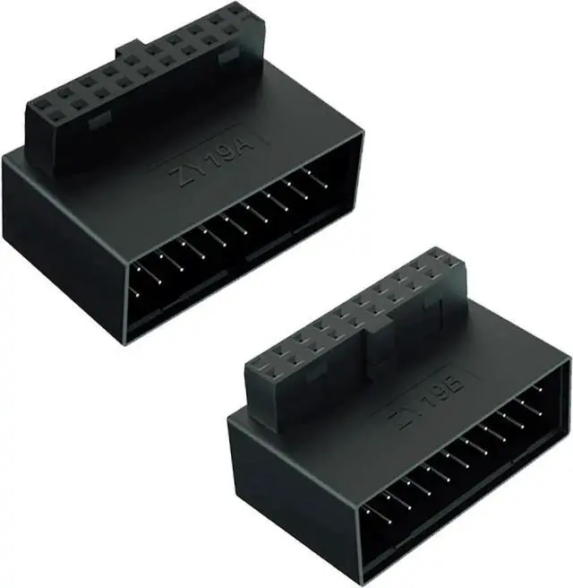 Main image of JAENFONG USB 3.0 90 Degree Motherboard Connector L-Type USB 3.0 19-pin Connector 90 Degree 19 pin/20 pin Male to Female Power Adapter for Desktop Internal Connector (Up & Down)