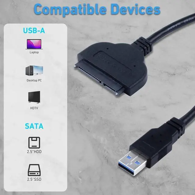 Alt view image 6 of 7 - JAENFONG SATA to USBSata to USB AdapterSATA to USB Cable for 2.5 inch HDD and SSD 5Gbps Superspeed Compatible with USB 2.0 1.1 Older SATA Connector