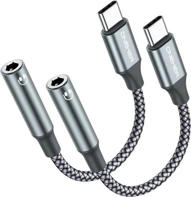 Main image of JAENFONG USB Type C to 3.5mm Headphone Jack Adapter (2-Pack) USB C to Aux Female Audio Dongle Cable Cord Compatible with iPhone 16/15 Pro/15 Plus/15 Pro Max iPad Pro MacBook Galaxy S24 S23 S22