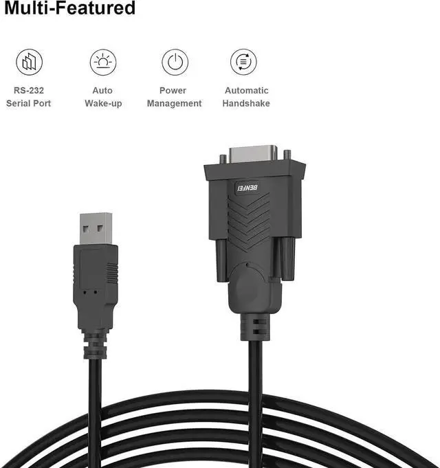 Alt view image 7 of 7 - JAENFONG USB to Serial Adapter USB to RS-232 Male (9-pin) DB9 Serial Cable Prolific Chipset Windows 11/10/8.1/8/7 Mac OS X 10.6 and Above 1.8MNot VGA
