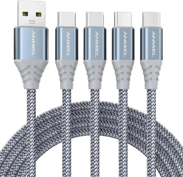 Main image of USB C Cable 4pack 10ft 3.1A Fast Charging Cable USB Type C Charger Cord Nylon Braided Compatible with Galaxy A10e A20 A50 A51 A71 S10 S9 S8 Plus S10E Note 20 10 9 8 Moto G7 G8
