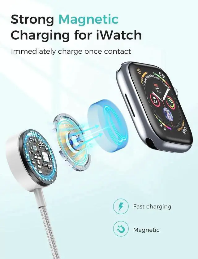 Alt view image 5 of 7 - Upgraded Travel Essentials for Watch Charger 4 in 1 Multi Charging Cable iWatch Charger Camping Essentials USB C/L/Micro Compatible with iWatch Series 10-1/SE/iPhone 16 15/Galaxy Android-4FT