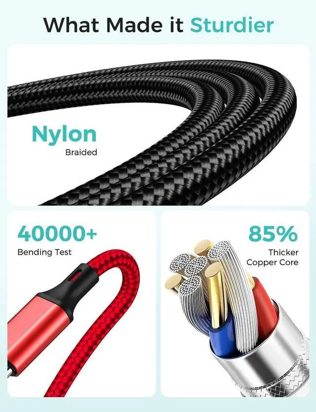 Alt view image 4 of 7 - Upgraded Travel Essentials for Watch Charger 4 in 1 Multi Charging Cable iWatch Charger Camping Essentials USB C/L/Micro Compatible with iWatch Series 10-1/SE/iPhone 16 15/Galaxy Android-4FT