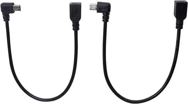 Main image of JAENFONG 9Inch Mini USB Cable Combo Mini USB Female to Right Angle & Left Angle Male Data Sync and Charge Extension Cable (Black)(2-Pack) RL