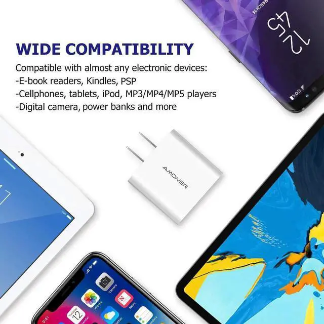 Alt view image 7 of 7 - USB Wall Charger 2Pack 15W 3-Port USB Charger Block iPhone Cube Charging Blocks for iPhone 14/13/12/11/X/XR/X/8/7/6 Galaxy Android Phones and More