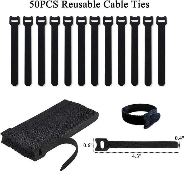 Alt view image 3 of 5 - 50pcs 4 Inch Cable Ties for Charging Cords Wire Ties Cord Ties Cable Straps Reusable Adjustable Heavy Duty Self-Locking Black