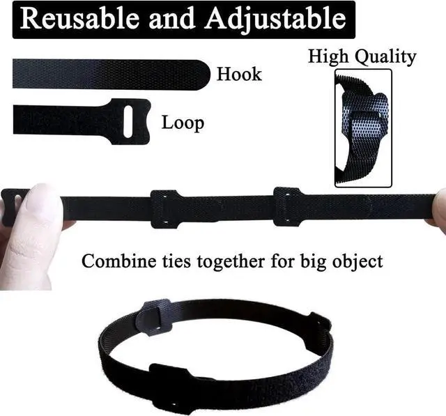 Alt view image 4 of 5 - 50pcs 4 Inch Cable Ties for Charging Cords Wire Ties Cord Ties Cable Straps Reusable Adjustable Heavy Duty Self-Locking Black