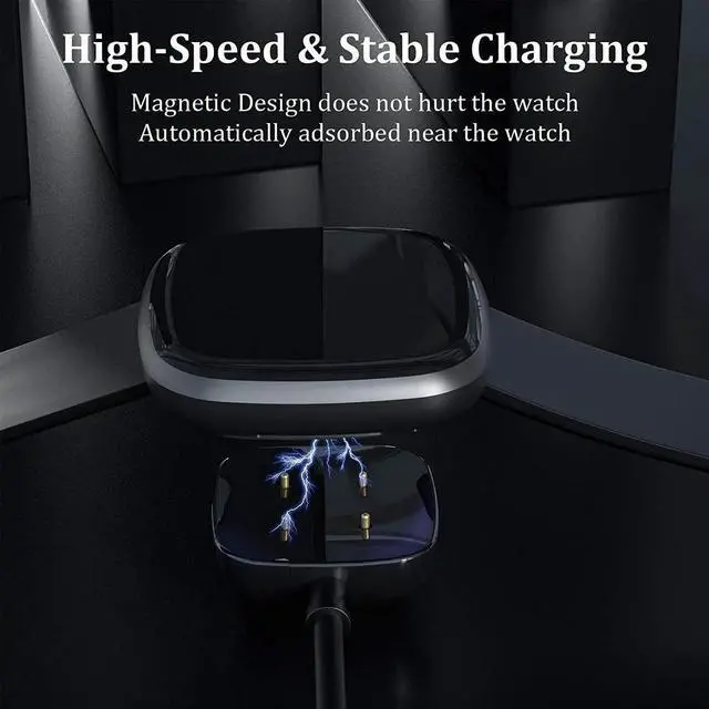 Alt view image 6 of 7 - Compatible with Fitbit Sense & Fitbit Versa 3 Charger Replacement USB Charging Cable Dock Stand for Sense 2/Sense/Versa 4/Versa 3 Smartwatch 2 Pack 3.3Ft Durable Portable Charger Dock Cord