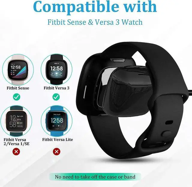 Alt view image 7 of 7 - Compatible with Fitbit Sense & Fitbit Versa 3 Charger Replacement USB Charging Cable Dock Stand for Sense 2/Sense/Versa 4/Versa 3 Smartwatch 2 Pack 3.3Ft Durable Portable Charger Dock Cord