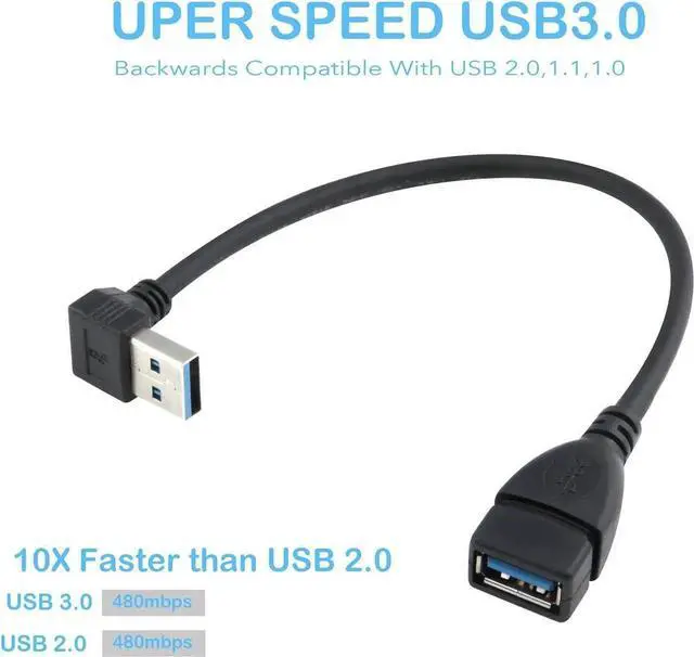 Alt view image 7 of 7 - JAENFONG USB 3.0 Extension Cable - Up & Down Angle - Male to Female - Pack of 2 (Black-Up Down Angle)