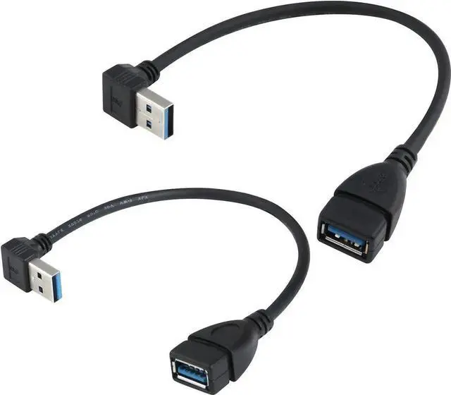 Main image of JAENFONG USB 3.0 Extension Cable - Up & Down Angle - Male to Female - Pack of 2 (Black-Up Down Angle)