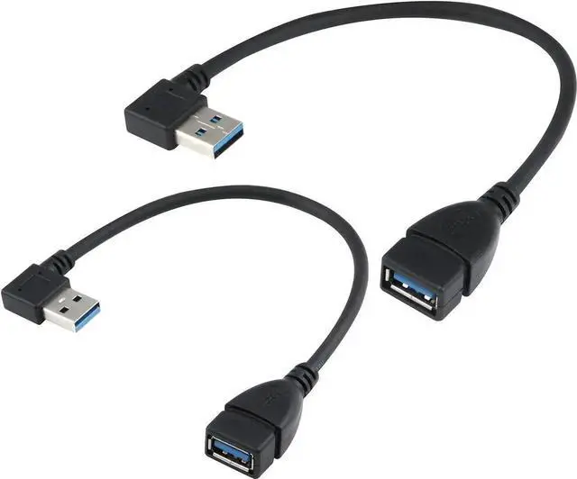 Main image of JAENFONG USB 3.0 Extension Cable - A Left & Right Angle - Male to Female - Pack of 2 (Black-Up Down Angle)