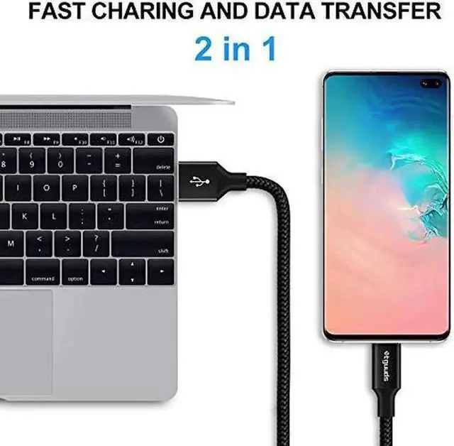 Alt view image 4 of 7 - USB A to USB C Cable 5-Pack (3/3/6/6/10 ft) Fast Charging Type C Charger Cord for iPhone 16 15 Pro/Pro Max/Plus for Galaxy S24 S23 S22 S21 S20 S10 A55 A54 Flip Pixel Moto G Black