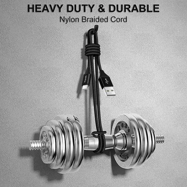 Alt view image 3 of 7 - USB A to USB C Cable 5-Pack (3/3/6/6/10 ft) Fast Charging Type C Charger Cord for iPhone 16 15 Pro/Pro Max/Plus for Galaxy S24 S23 S22 S21 S20 S10 A55 A54 Flip Pixel Moto G Black