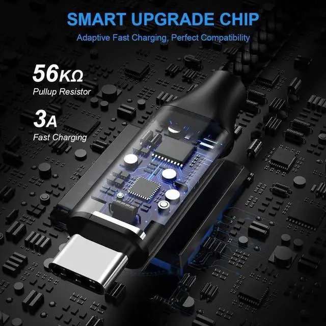 Alt view image 5 of 7 - USB A to USB C Cable 5-Pack (3/3/6/6/10 ft) Fast Charging Type C Charger Cord for iPhone 16 15 Pro/Pro Max/Plus for Galaxy S24 S23 S22 S21 S20 S10 A55 A54 Flip Pixel Moto G Black