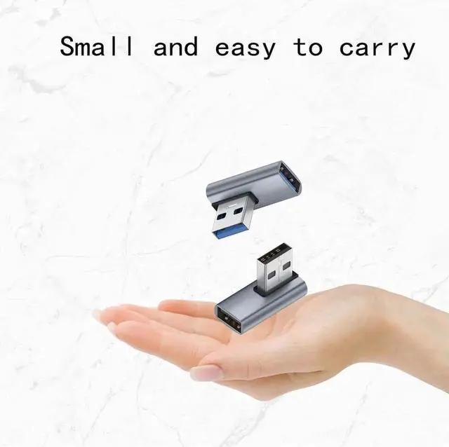 Alt view image 4 of 5 - JAENFONG 2-Pack Super Speed USB 3.0 Vertical Left Angle and Right Angle Adapter USB 3.0 Male to Female 90 Degrees dapter Coupler USB Cable Extender Connector