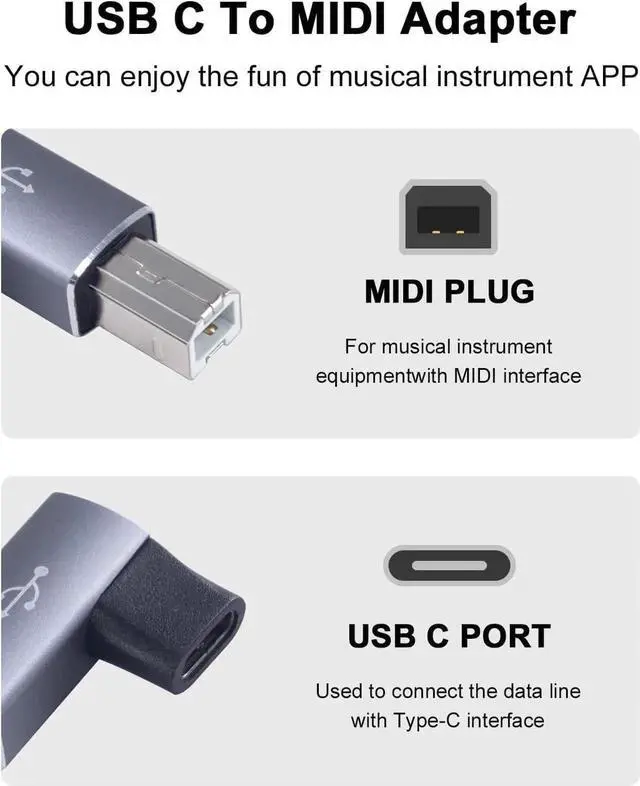 Alt view image 5 of 7 - JAENFONG USB C Female to USB B Male 90 Degree Adapter Type C Female to Type B 90 Degree Adapter Suitable for Printer Electric Piano Laptops etc (2pack Grey)