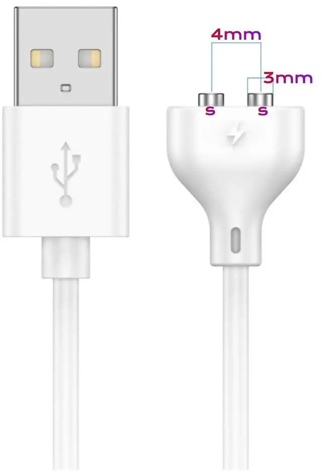 Main image of 2 Prong Magnetic USB DC Charger Cable Replacement Charging Cord 4mm-0.16 31.4Inch Long Charger for Toys/Facial Cleanser/Electric Toothbrush (4mm-0.16in)