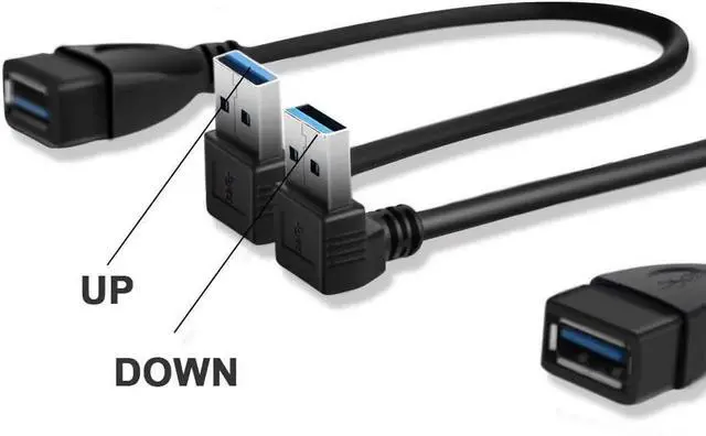 Alt view image 7 of 7 - JAENFONG SuperSpeed USB 3.0 Male to Female Extension Data Cable Up and Down Angle 2PCS for PC Laptop etc..(20CM 8IN)
