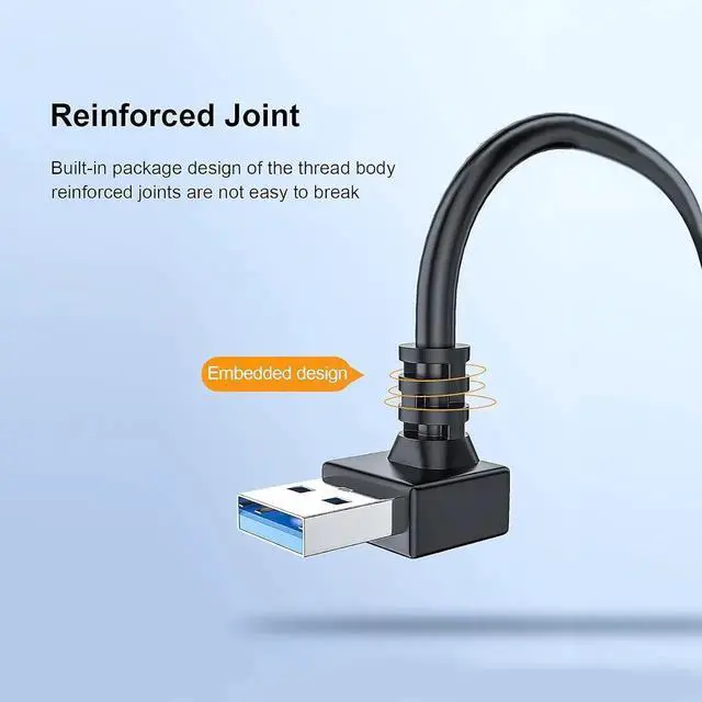 Alt view image 3 of 7 - JAENFONG SuperSpeed USB 3.0 Male to Female Extension Data Cable Up and Down Angle 2PCS for PC Laptop etc..(20CM 8IN)