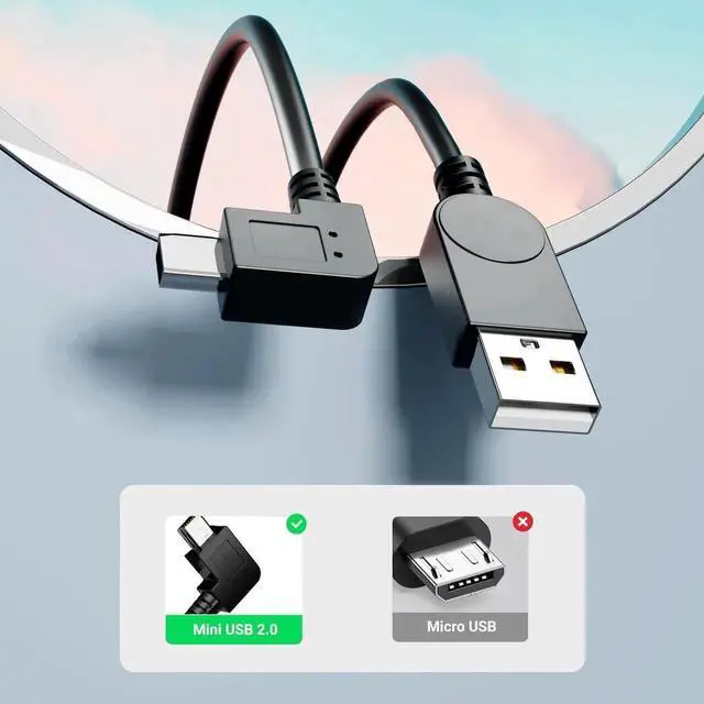 Alt view image 5 of 7 - Mini USB Cable Mini USB Cable 90 Degree USB 2.0 A to Mini B USB Cable Right Angle USB 2.0 A-Male to Mini-B Adapter Cord Power Charger Wire for GPS Car Dash Cam Dashcam DVR Backup Camera Camcorder-3pcs