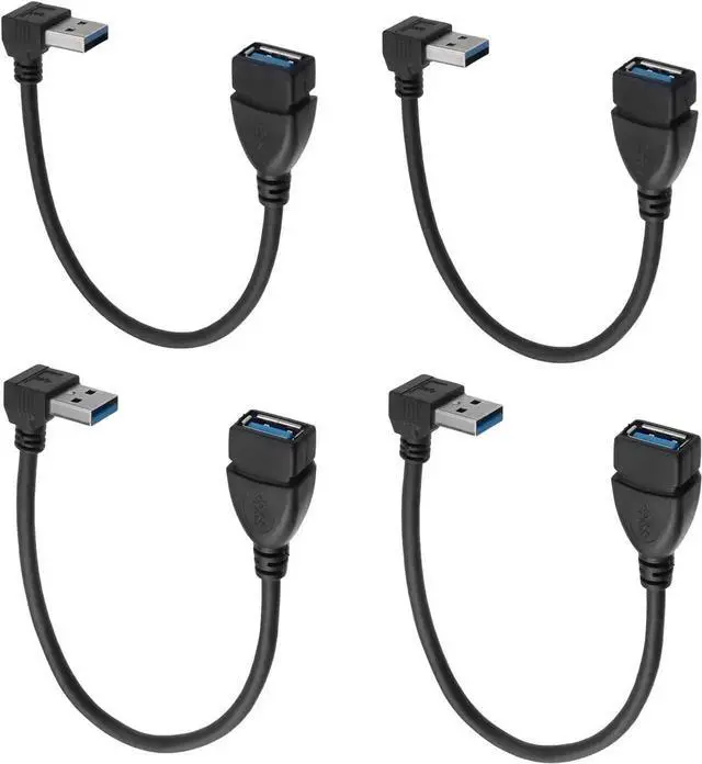 Alt view image 3 of 6 - JAENFONG Antrader USB 3.0 Right Angle 90 Degree UP & Down Extension Cable Male to Female Converter Data Adapter Cord 2 Pairs