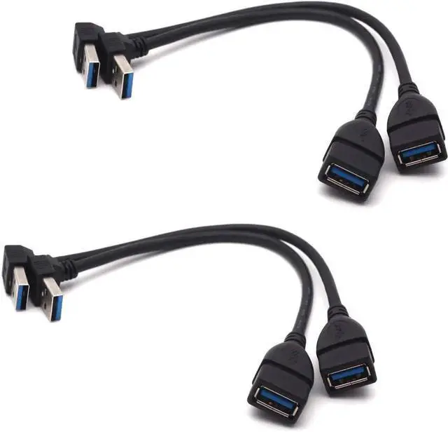 Main image of JAENFONG Antrader USB 3.0 Right Angle 90 Degree UP & Down Extension Cable Male to Female Converter Data Adapter Cord 2 Pairs