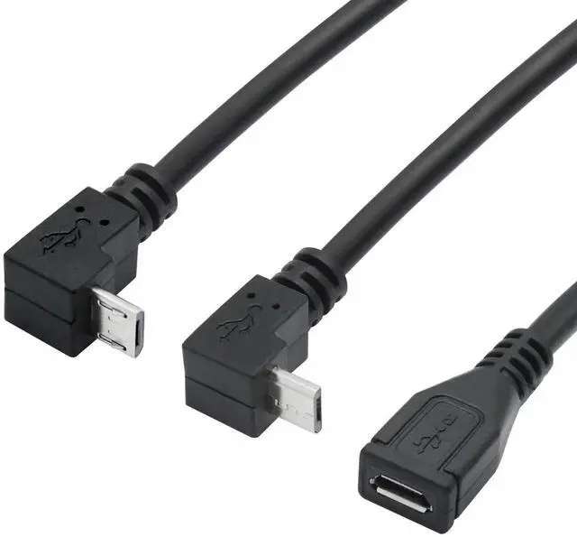 Alt view image 2 of 7 - JAENFONG Short 9in Micro USB Extension Cable 90 Up & Down Angle Male to Female Charging & Sync for Phones Tablets & More (1 Pair)