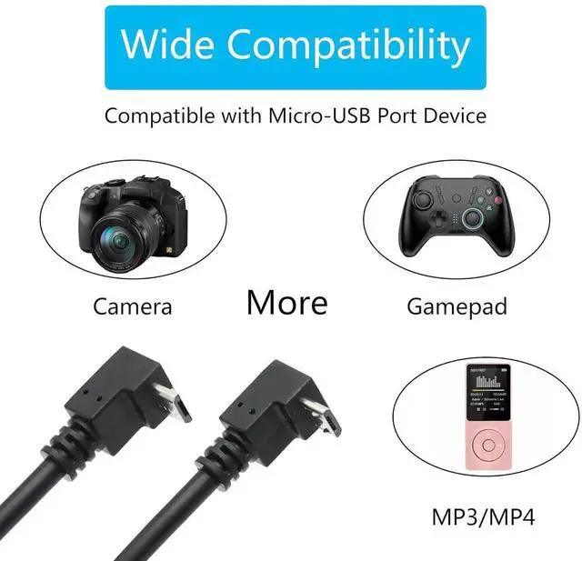 Alt view image 6 of 7 - JAENFONG Short 9in Micro USB Extension Cable 90 Up & Down Angle Male to Female Charging & Sync for Phones Tablets & More (1 Pair)