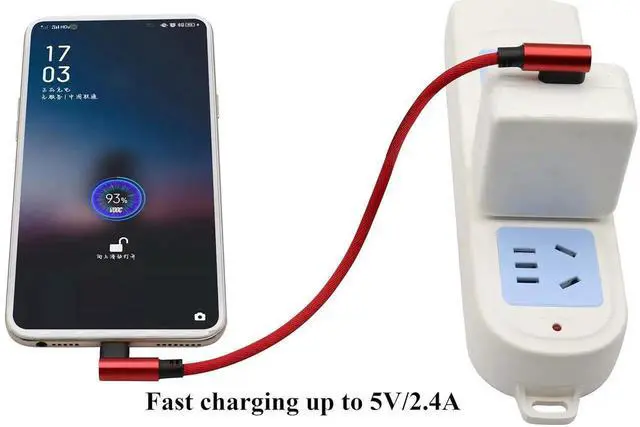 Alt view image 6 of 7 - JAENFONG (23cm/9inch 90 Degree Micro USB Cable Right Angle USB 2.0 A Male to Micro Male Fast Sync & Charging Cable for Android LG Smartphones & More(Red/3-Pack)