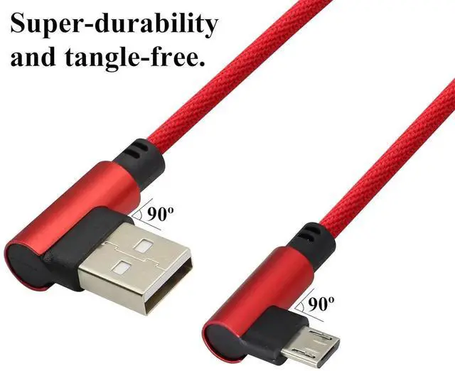 Alt view image 2 of 7 - JAENFONG (23cm/9inch 90 Degree Micro USB Cable Right Angle USB 2.0 A Male to Micro Male Fast Sync & Charging Cable for Android LG Smartphones & More(Red/3-Pack)