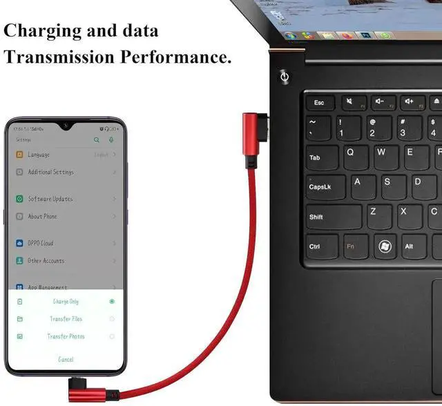 Alt view image 3 of 7 - JAENFONG (23cm/9inch 90 Degree Micro USB Cable Right Angle USB 2.0 A Male to Micro Male Fast Sync & Charging Cable for Android LG Smartphones & More(Red/3-Pack)